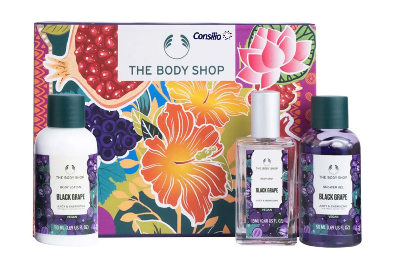 The Body Shop Black Grape Shower Gel, Body Lotion & Body Mist Gift Set