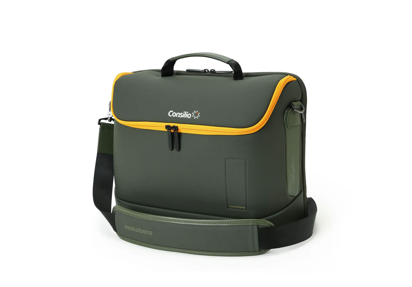 MOKOBARA The Transit Briefcase Vegan Leather & Nylon 15L Laptop Crossbody Messenger Bag for Men & Women